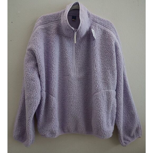 Old Navy Women's Sz 2XL Dusky Lavender Purple Crop Sherpa Quarter Zip Pullover - Picture 1 of 9
